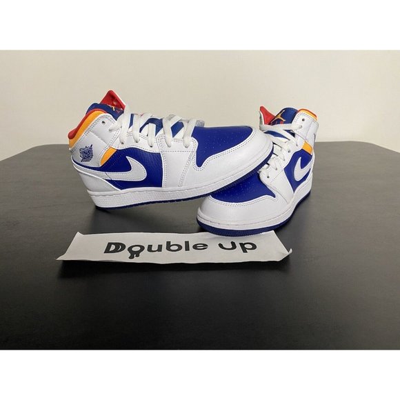 Nike Air Jordan Mid White Laser Orange Royal Blue Kids Gs Size